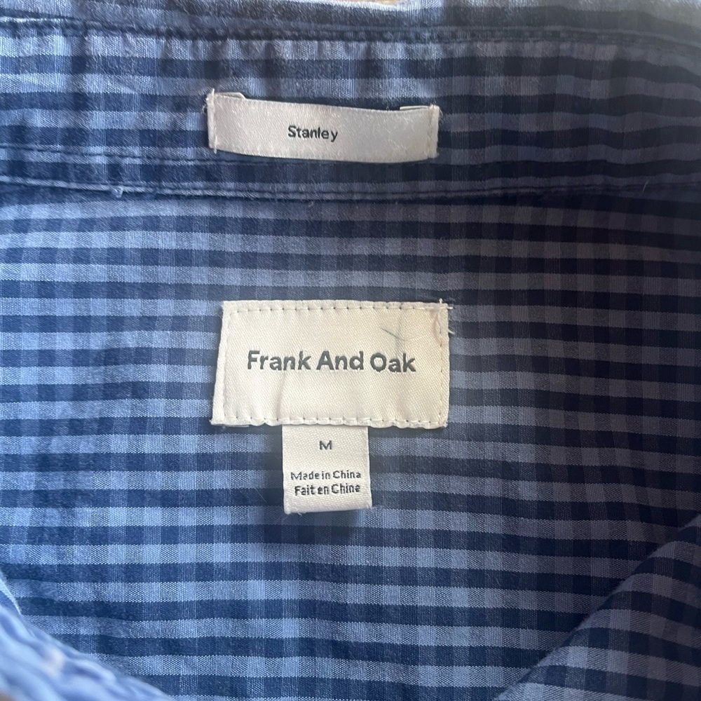 Frank & Oak Medium Blue and White Patterned Shirt Stanley - Picture 2 of 3
